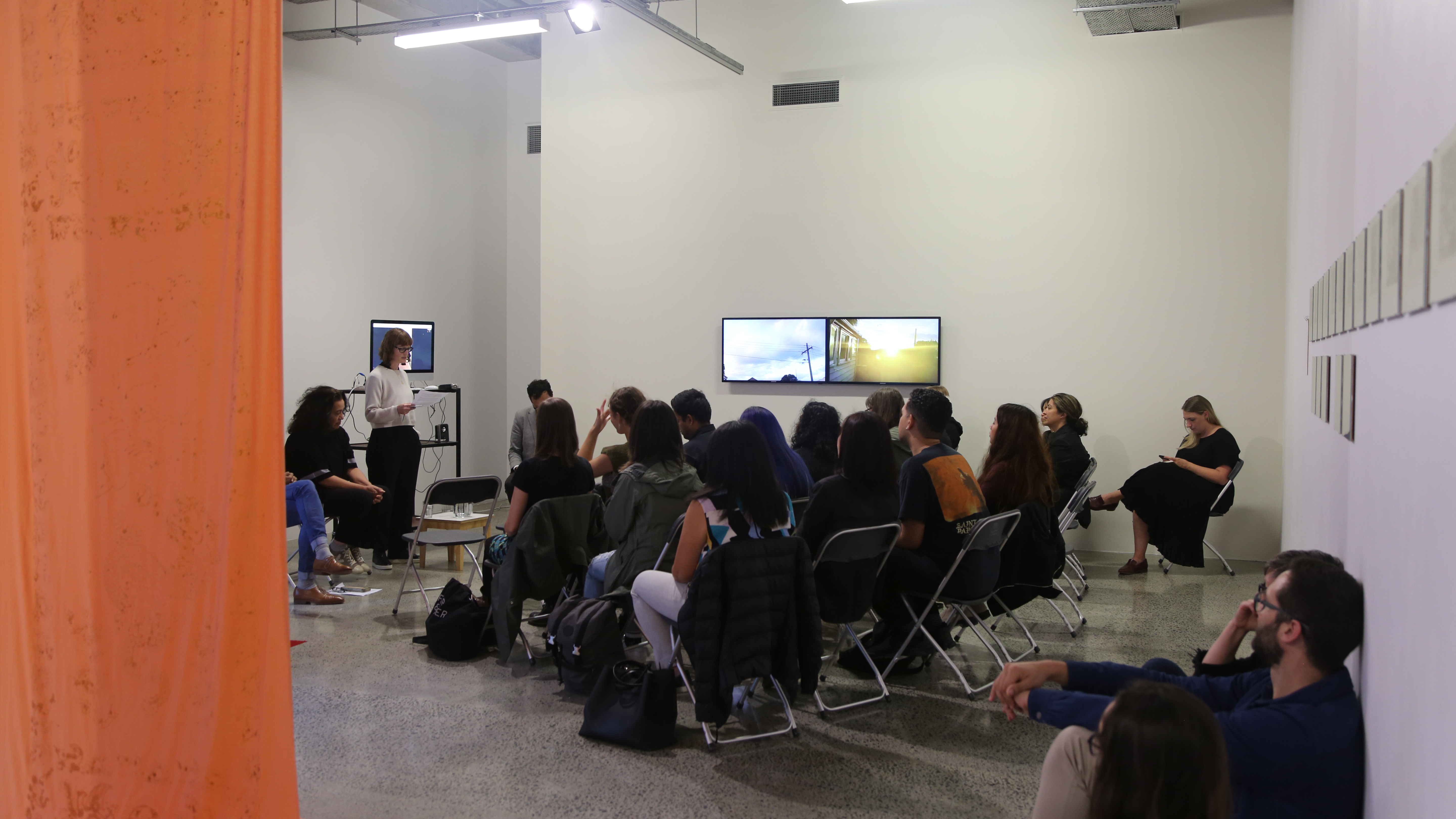 Group gathering in Gallery Two
